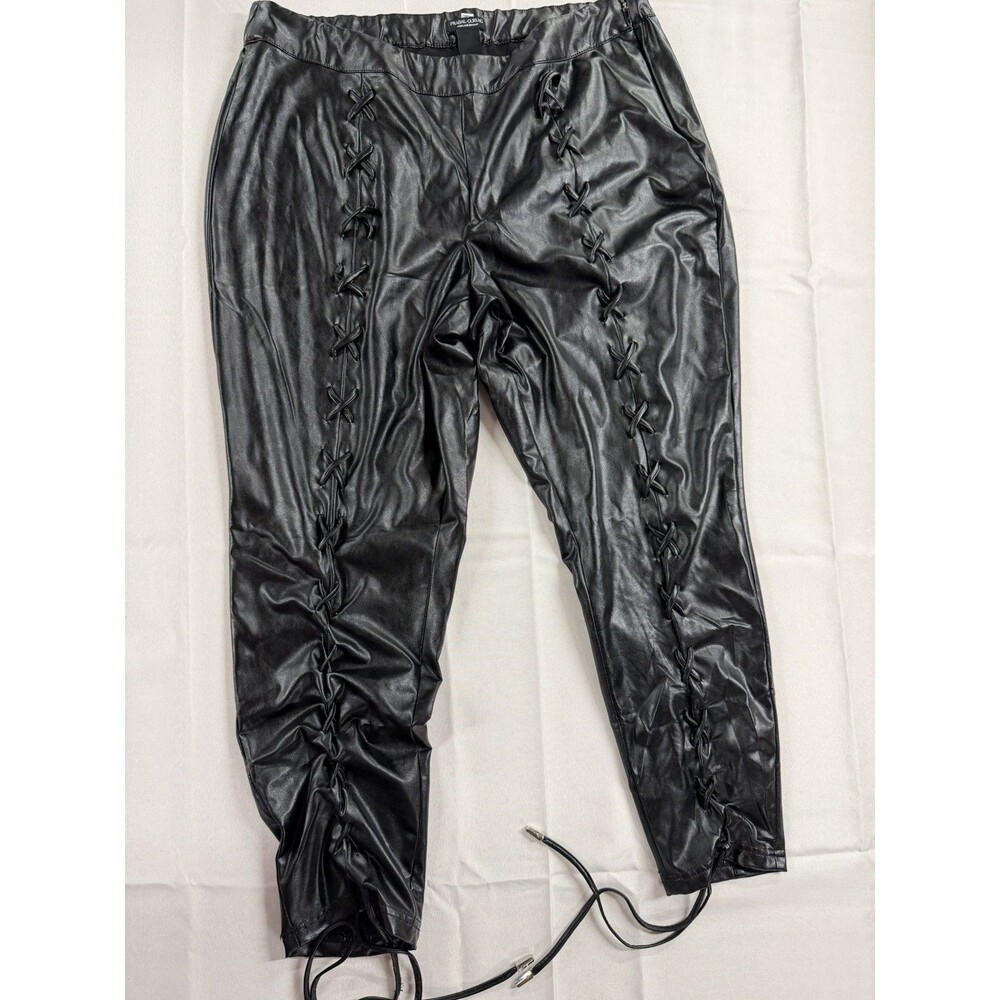Prabal Gurung x Lane Bryant Faux Leather Lace-Up Legging Sz 20 Edgy Gothic Moto